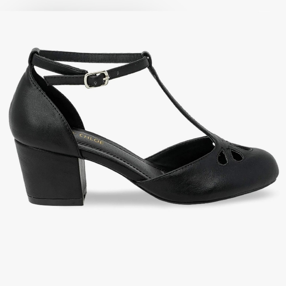 Pinup t-strap mary-janes mid heel dress pumps, Chase & Chloe,sz 6.5 LIKE NEW